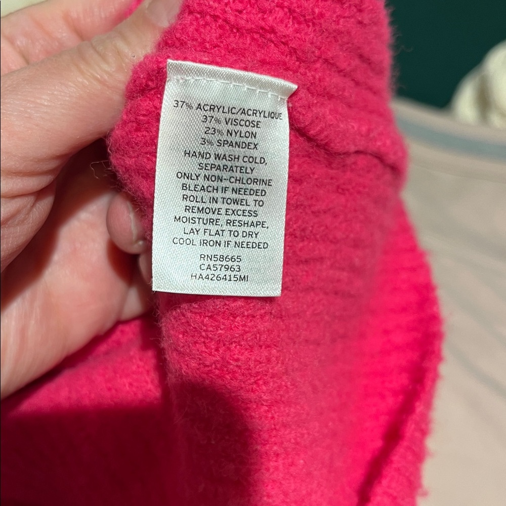 Halogen bright Pink ribbed mock neck fuzzy sweater size XS-M - Picture 11 of 13